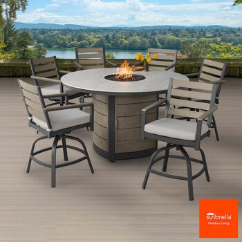 Agio Nicolet 7 Piece High Dining Cushioned Fire Set + Cover