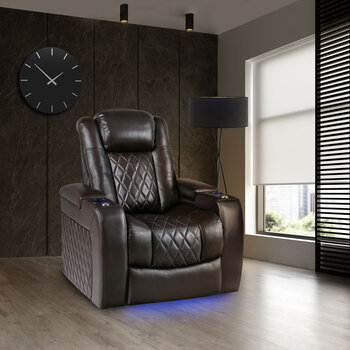 Valencia Tuscany Brown Leather Power Reclining Home Theatre Chair