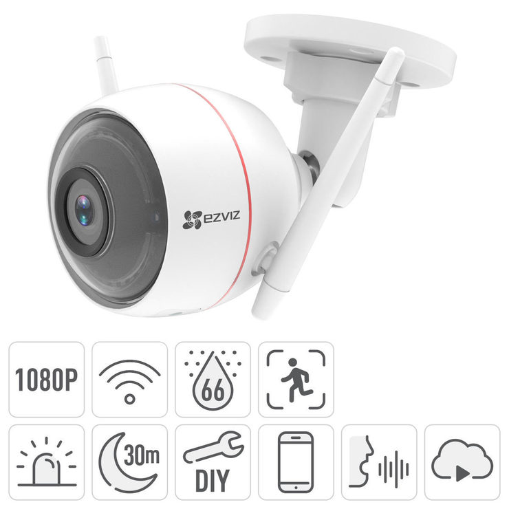 Ezviz Full HD Outdoor Smart Security Camera with Siren & Strobe Light Costco UK