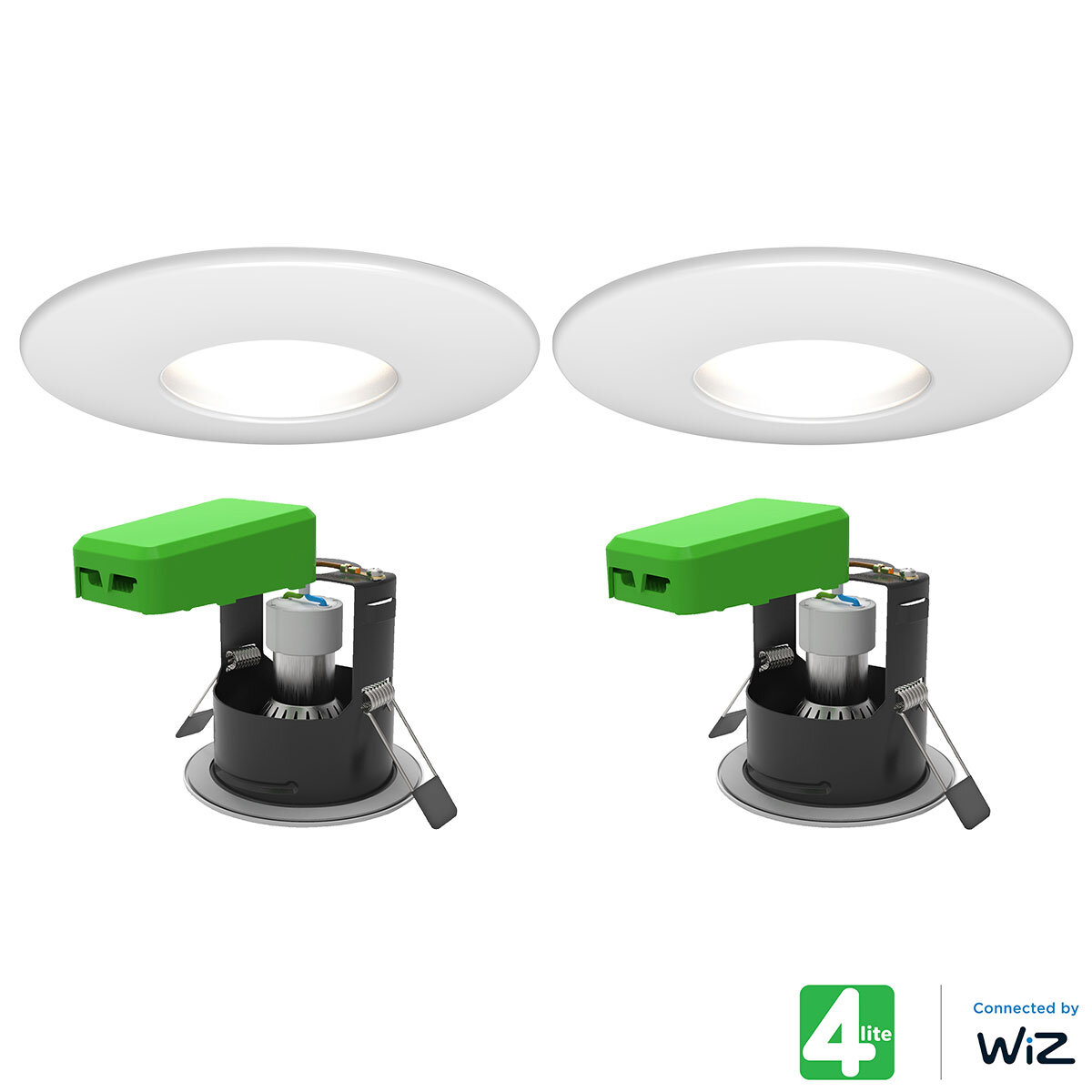 4lite WiZ Connected LED IP20 Fire Rated Downlight, Pack of 2, in Matt White