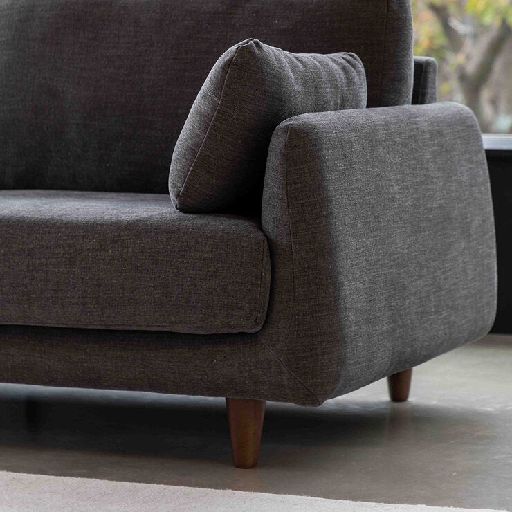 Gallery Oakwood Dark Grey 3 Seater Fabric Sofa