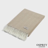 Osprey London Taupe Herringbone Fringed Throw, 140 x 190 cm
