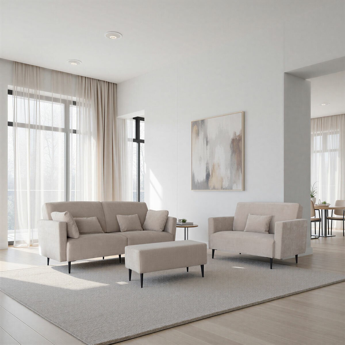 MOONAP Monroe Beige Fabric Loveseat