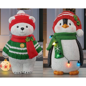 24 inch Bear and Penguin Greeter With LED Lights