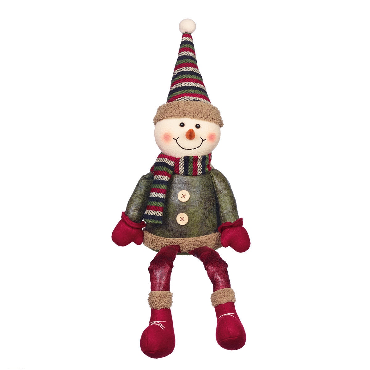 20 Inch (50 cm) Christmas Leather-Look Set Of Two Posable Snowman And Moose Shelf Sitters