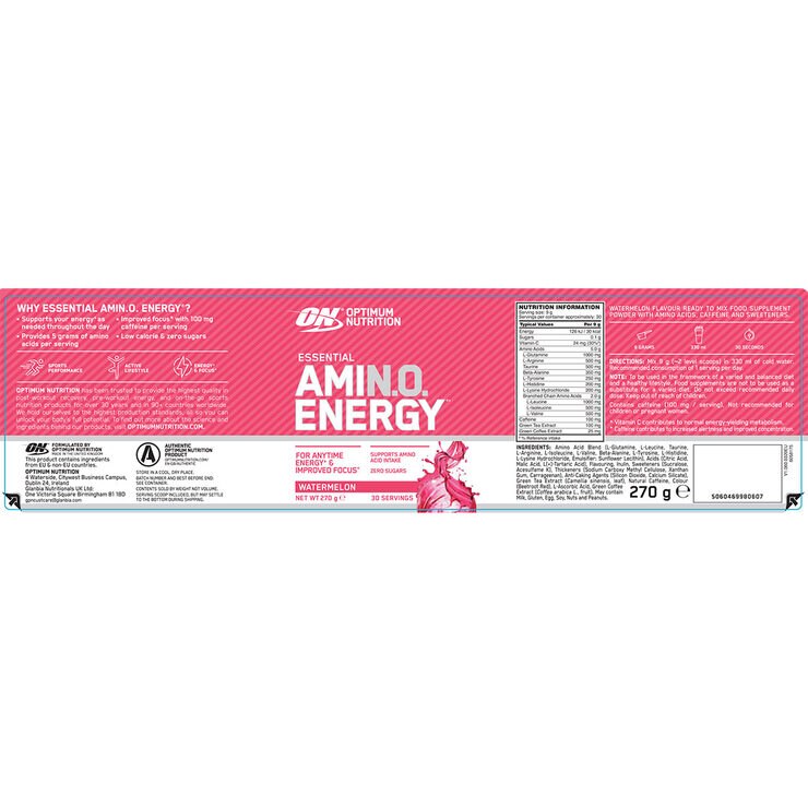 Optimum Nutrition Amino Energy Watermelon, 270g (30 Servings) Costco UK
