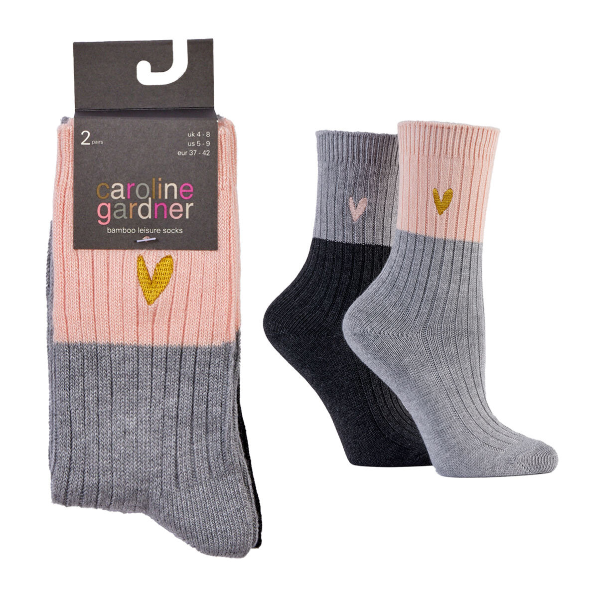 Caroline Gardner Ladies Bamboo Leisure Sock 6 Pack in Grey