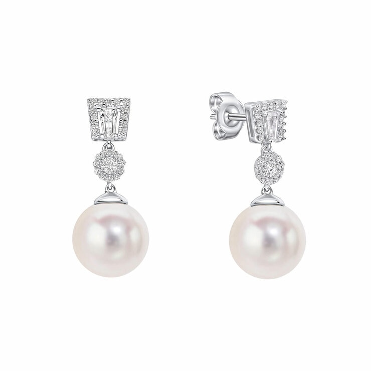 Diamonfire Zirconia and Shell Pearl Drop Earrings Diamonfire Zirconia and Shell Pearl Drop Earrings