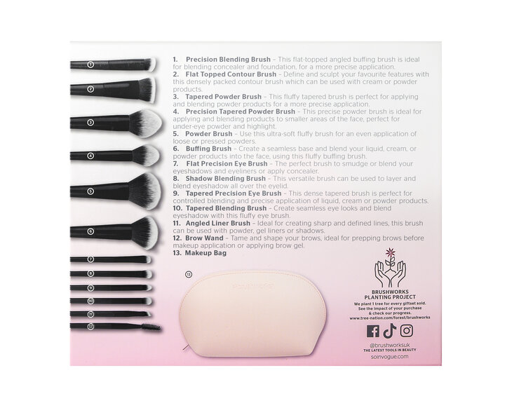 Brushworks Make Up Brush & Bag Set, 12 Brushes & Bag Brushworks Make Up Brush & Bag Set, 12 Brushes & Bag