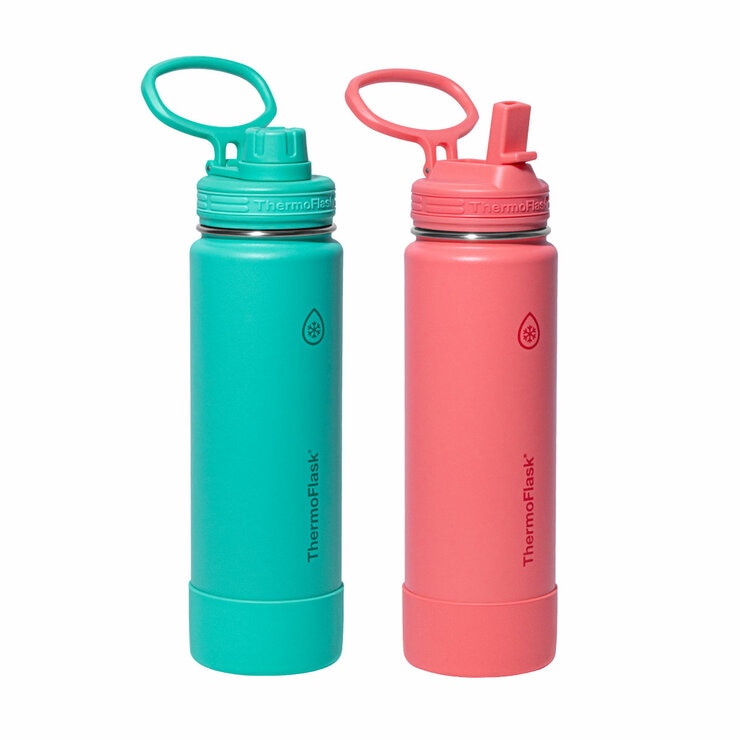 ThermoFlask Stainless Steel Water Bottle 710ml, 2 Pack in 3 Colours