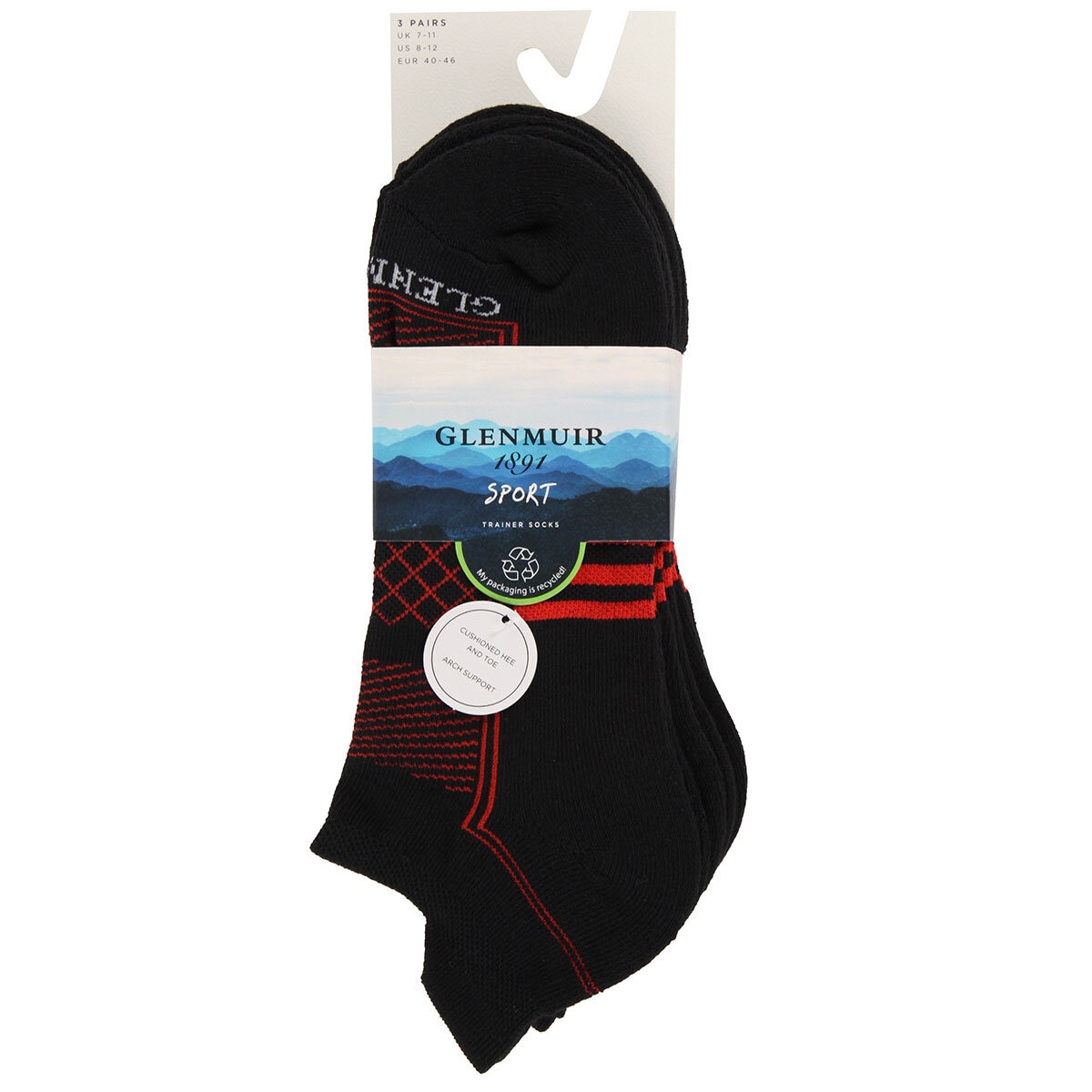 Glenmuir Men's Cushioned Sport Sock, 2 x 3 Pack