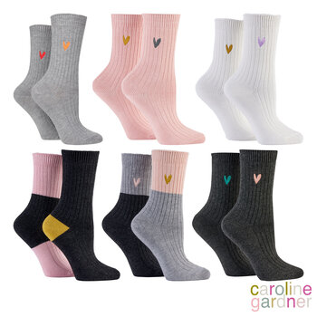 Caroline Gardner Ladies Bamboo Leisure Sock, 6 Pack