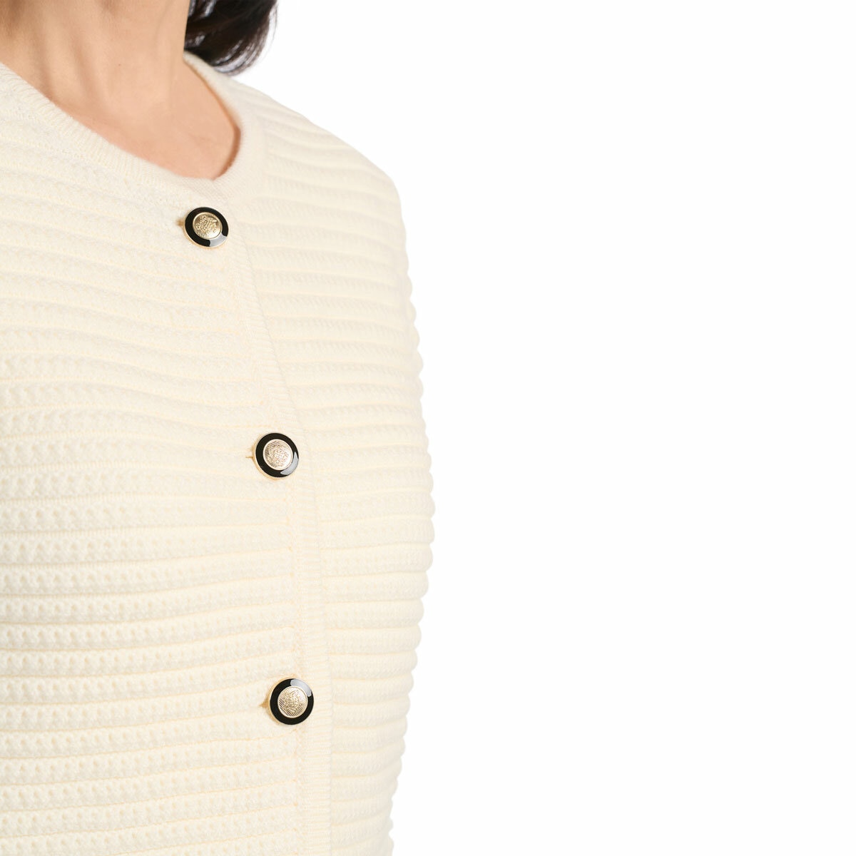 Hilary Radley Textured Knit Jacket in Cream