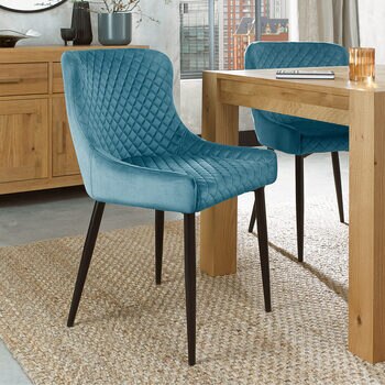 Finch Blue Velvet Diamond Stitch Dining Chair, 2 Pack