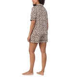 DKNY Ladies Notch Collar 3 Piece PJ Set in Cheetah