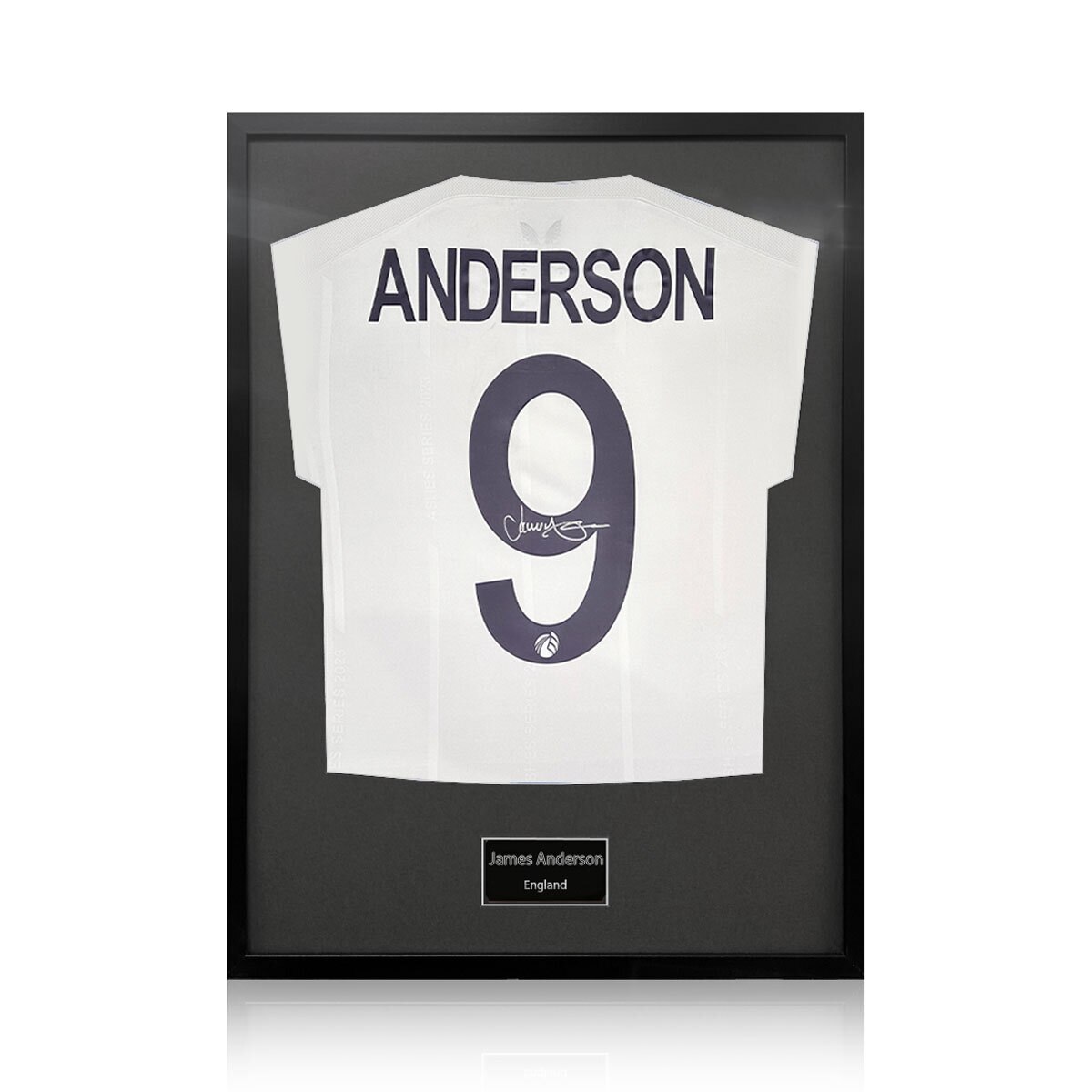 James Anderson Signed Framed England Cricket Shirt with Black Mount James Anderson Signed Framed England Cricket Shirt with Black Mount