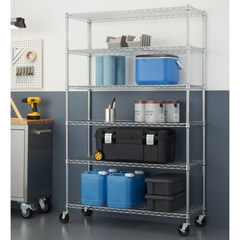 TRINITY 48" (122cm) EcoStorage™ 6-Tier Chrome Storage Unit with Casters