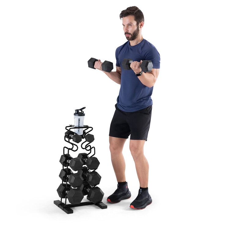 Marcy DBR-150 68kg Dumbbell Set with Storage Rack