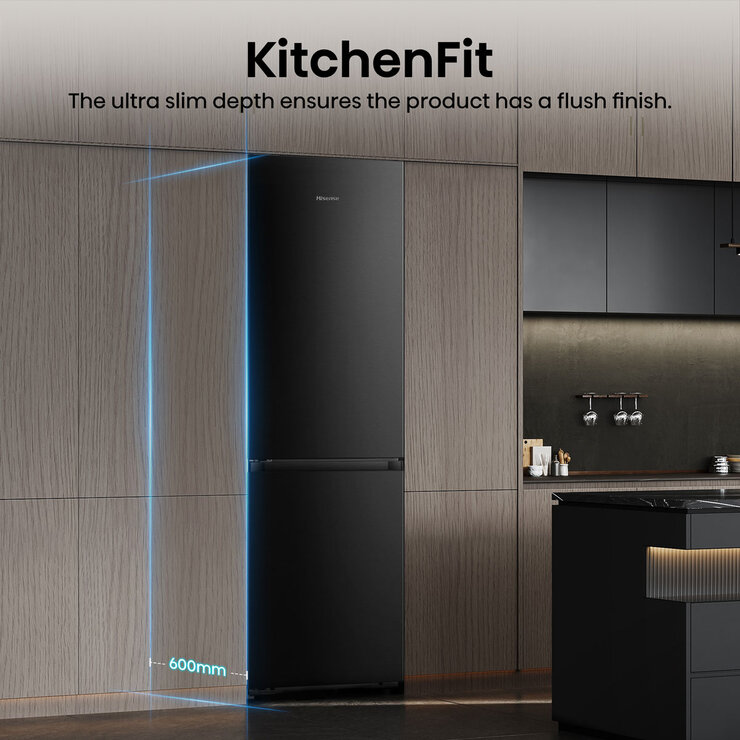 Hisense RB5K330GSFC KitchenFit Fridge Freezer, C Rated in Black Steel