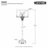 Image showing the dimensions of the 48 inch basketball hoop