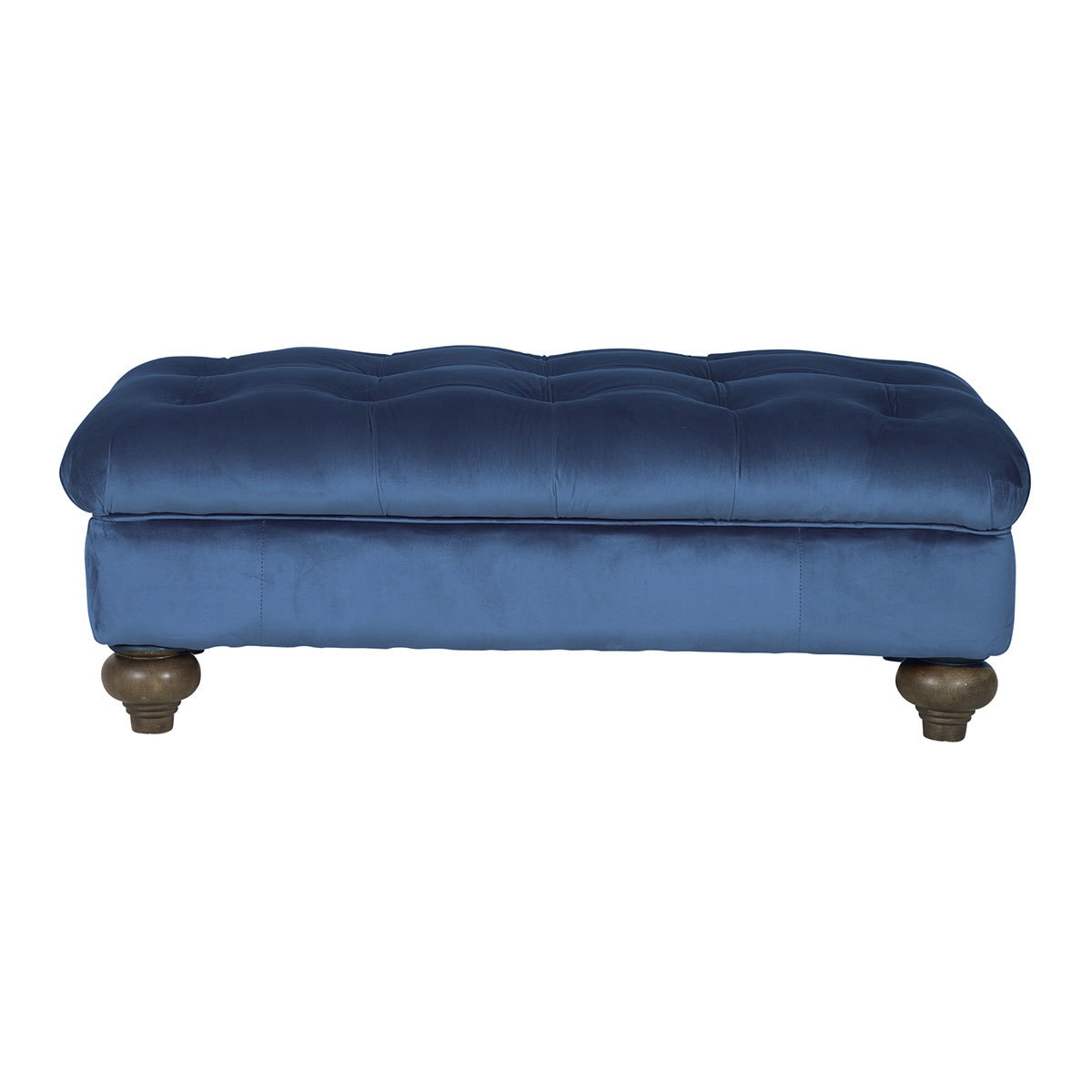 Bordeaux Blue Velvet Footstool