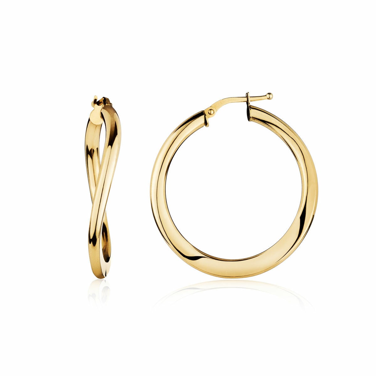 14ct Yellow Gold Shiny Twist Hoop Earrings 14ct Yellow Gold Shiny Twist Hoop Earrings