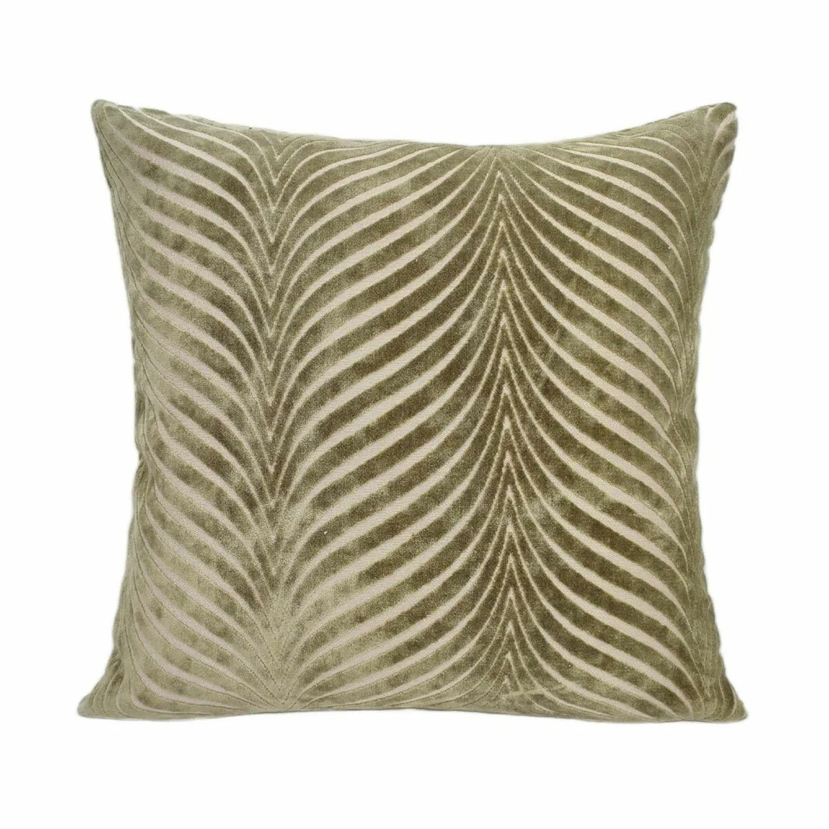 Malini Rada Olive Velvet Feather Fill Cushion, 56 x 56 cm Malini Rada Olive Velvet Feather Fill Cushion, 56 x 56 cm
