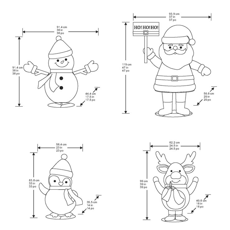Buy 4pc Snowman, Santa, Moose, Penguin Dimensions at costco.co.uk