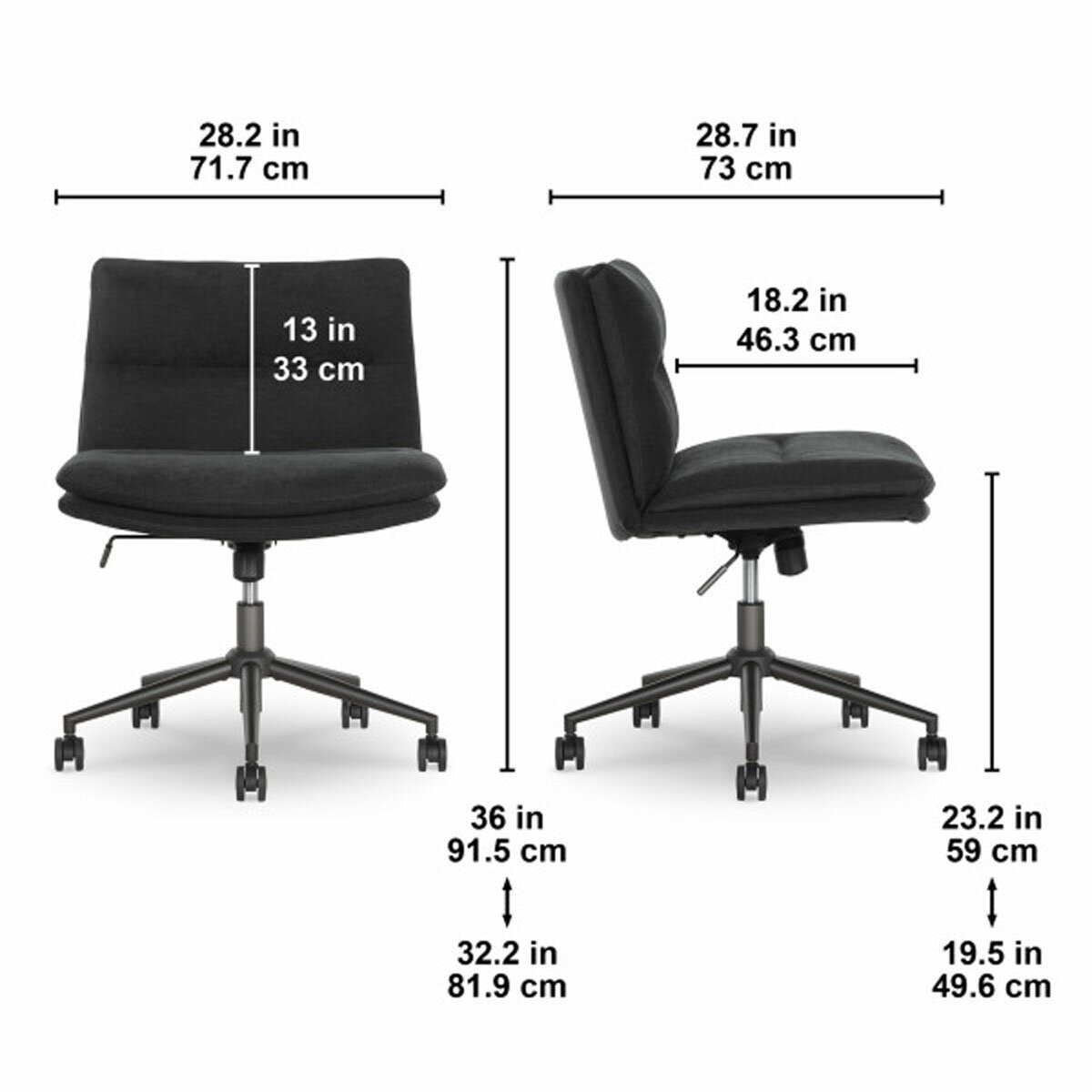 Elle Decor Criss-Cross Wide Office Chair, Black