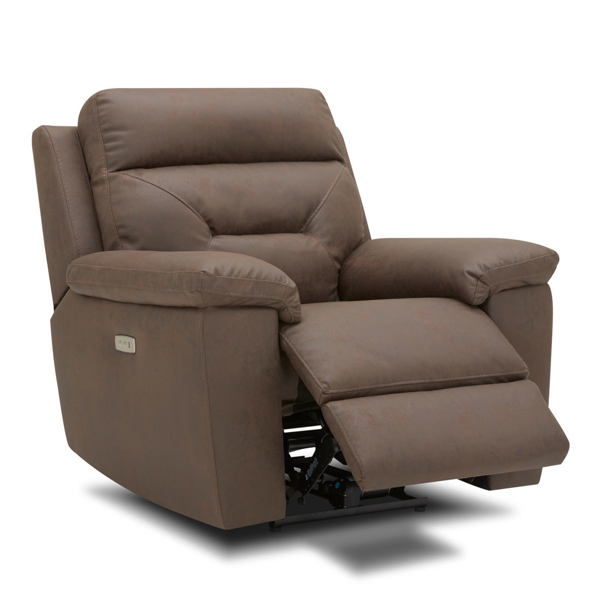 Cut out image of Kuka Brown Fabric Reclining Armchair while reclined