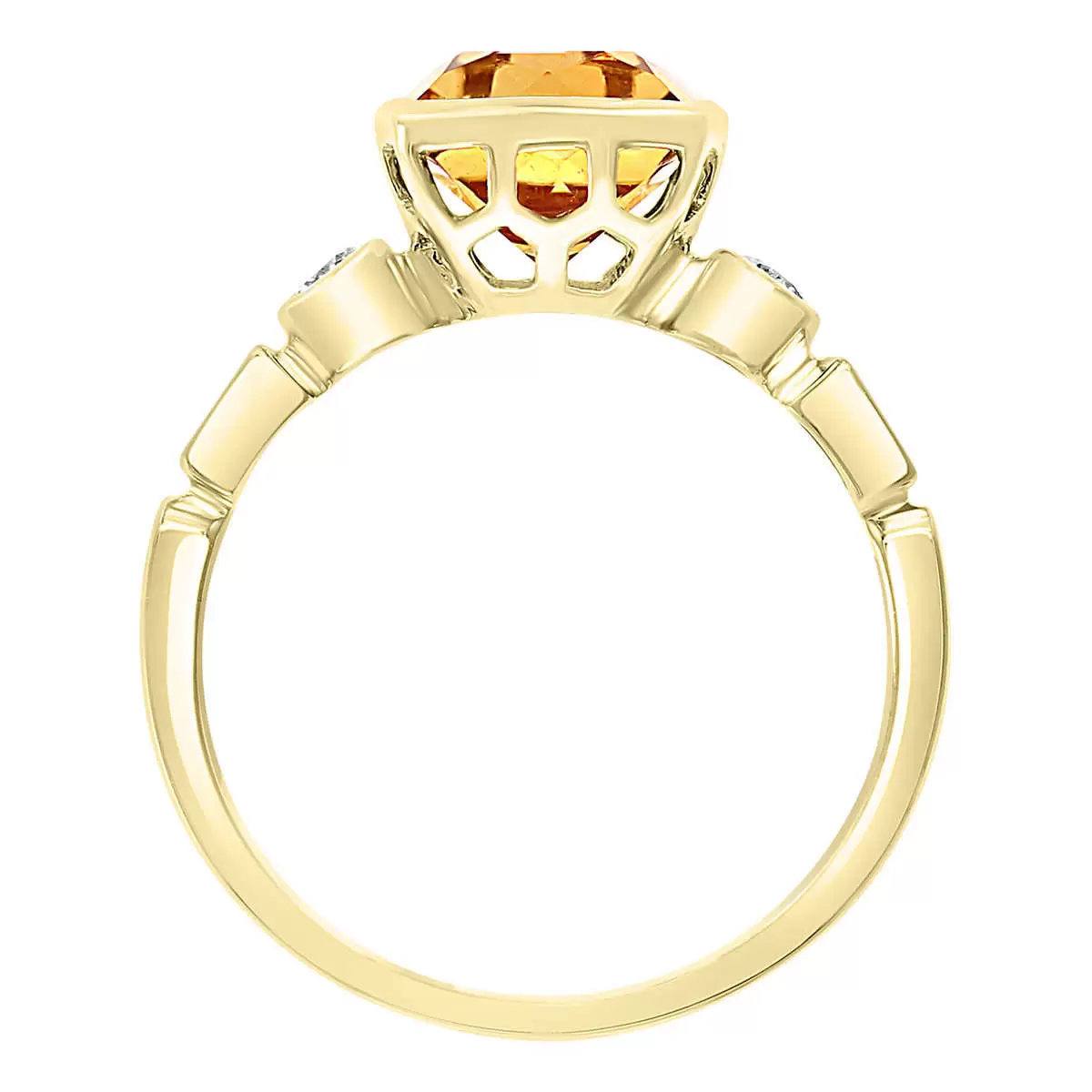 Citrine and Diamond Ring , 14ct Yellow Gold