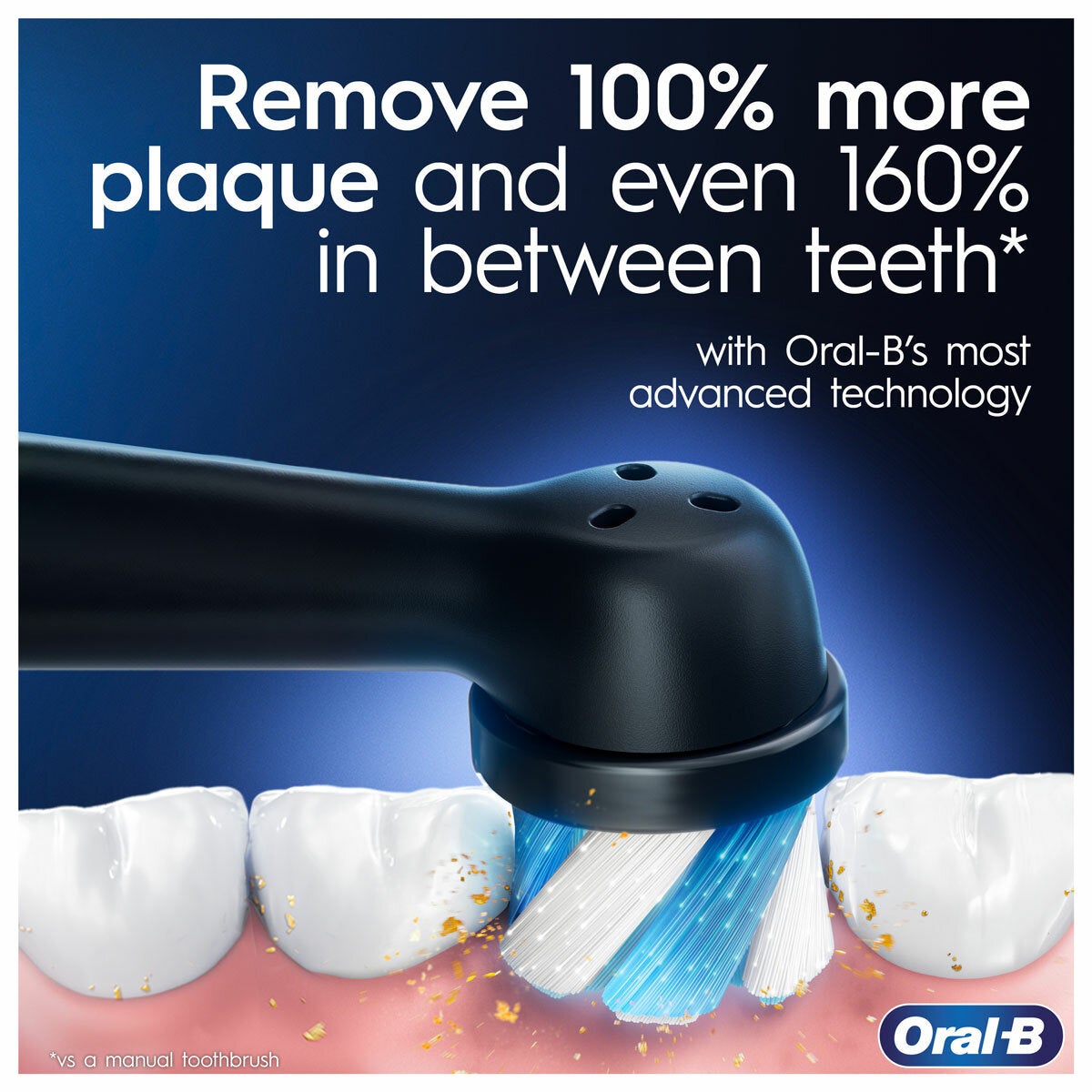 Lifstyle image of removing 100% more plaque than manual brushing