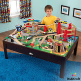 KidKraft Airport Express Train Set and Table in Espresso (3+ Years)