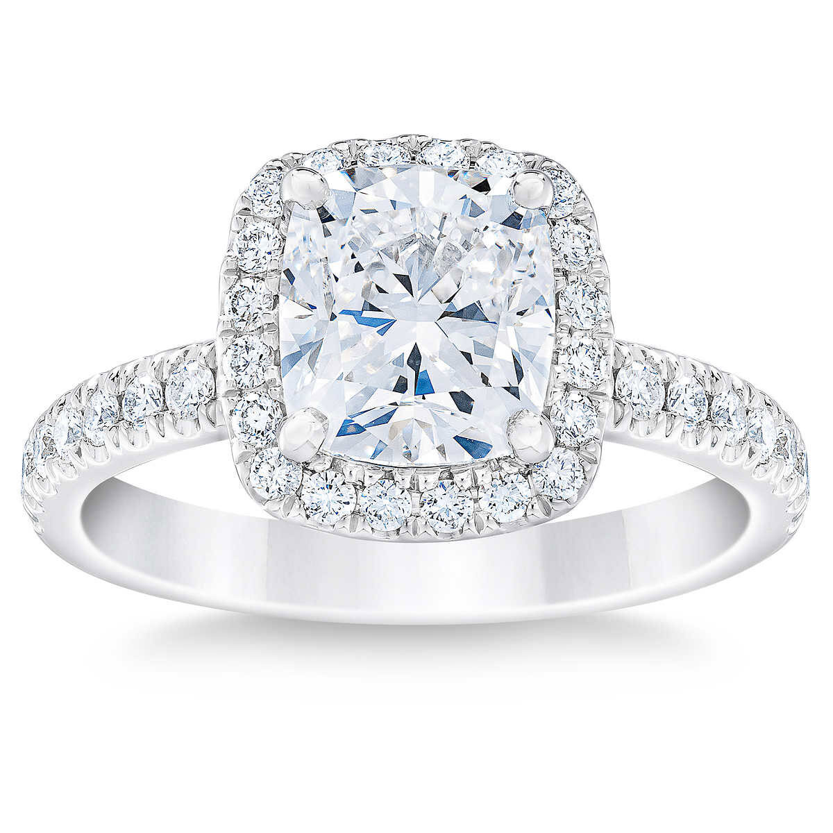 2.52ctw Cushion Cut Diamond Halo Ring, Platinum Costco UK