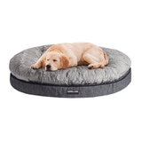 Kirkland Signature Round Pillow Orthopaedic Dog Bed, Jacquard with Grey Carved Faux Fur