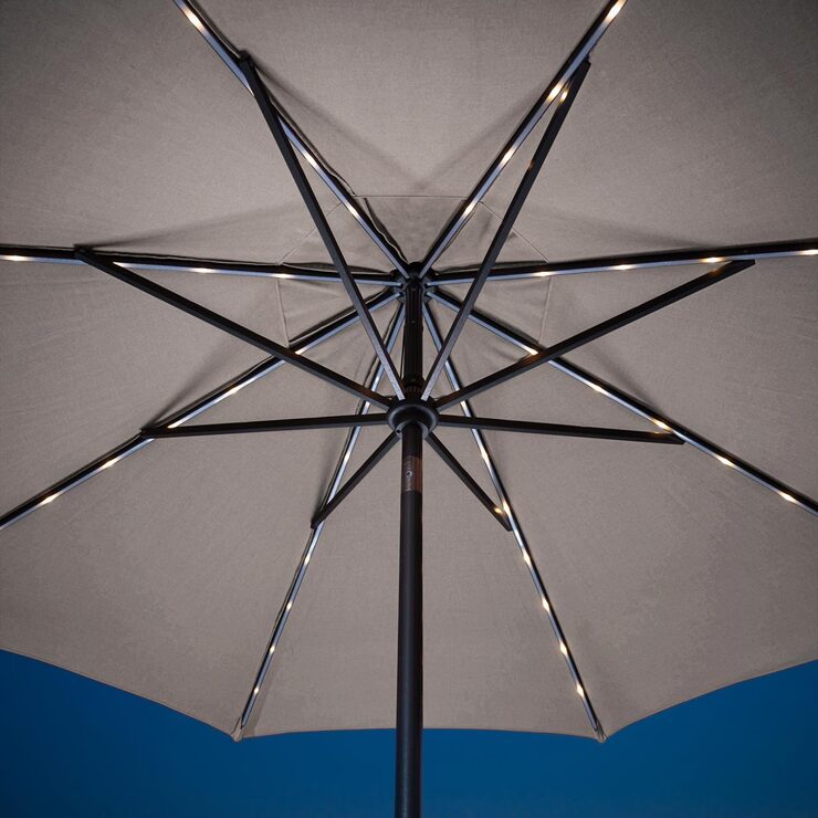 SunVilla 10ft Aluminium AutoTilt 56 LED Umbrella in Pebble Costco UK