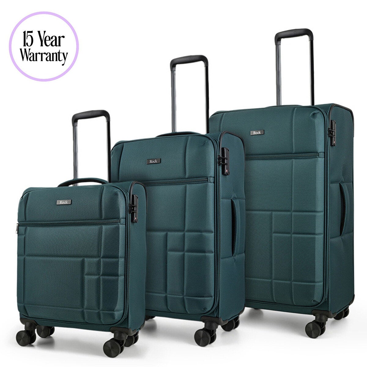 Rock Tokyo Softshell Suitcase 3pc set in Green Rock Tokyo Softshell Suitcase 3pc set in Green