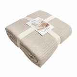Safdie Cotton Blend Taupe Jersey Blanket, 224 x 234 cm