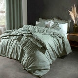 Lazy Linen 100% Washed Green Linen Duvet Cover Set in 3 Sizes Lazy Linen 100% Washed Green Linen Duvet Cover Set in 3 Sizes