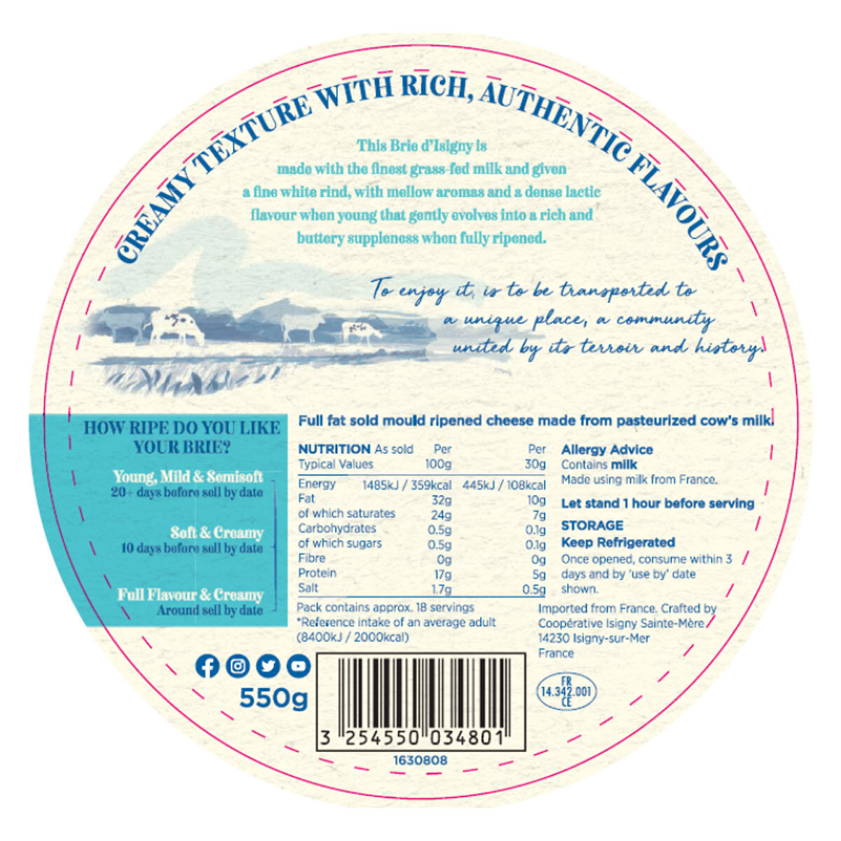 Back label for 550g Insigny Brie