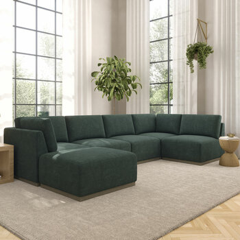 Henredon Murphy Green 6 Piece Modular Fabric Sofa