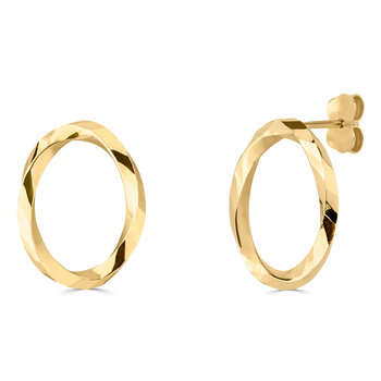 14ct Yellow Gold Twisted Oval Stud Earrings