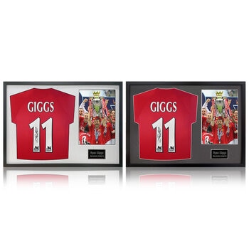 Ryan Giggs Signed Framed Manchester United Shirt Football including 1 Photo in 2 Options: White or Black Mount