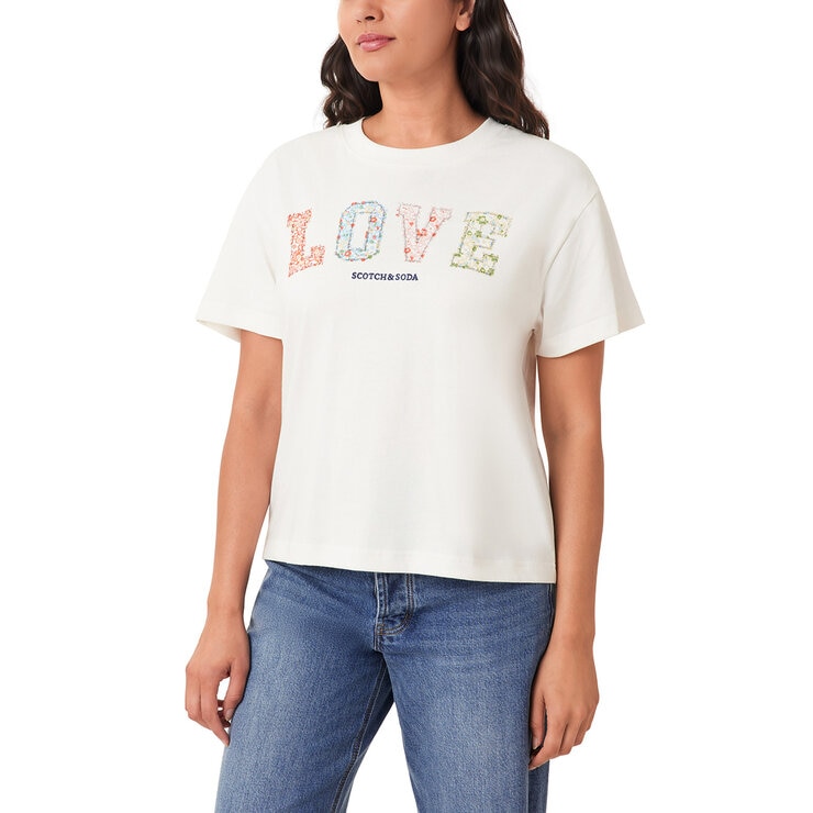 Scotch & Soda Ladies Boxy T-Shirt in Beige Scotch & Soda Ladies Boxy T-Shirt in Beige