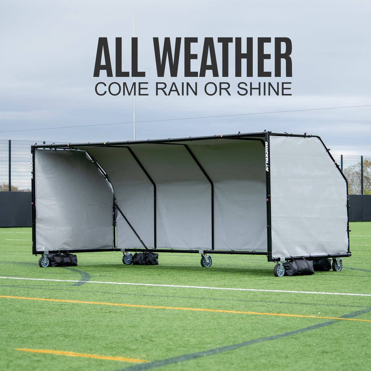 Lifestyle image of the Quickplay Pro Alu Club Shelter 16 x 6ft