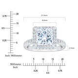 3.71ctw Princess Cut Diamond Halo Ring, Platinum