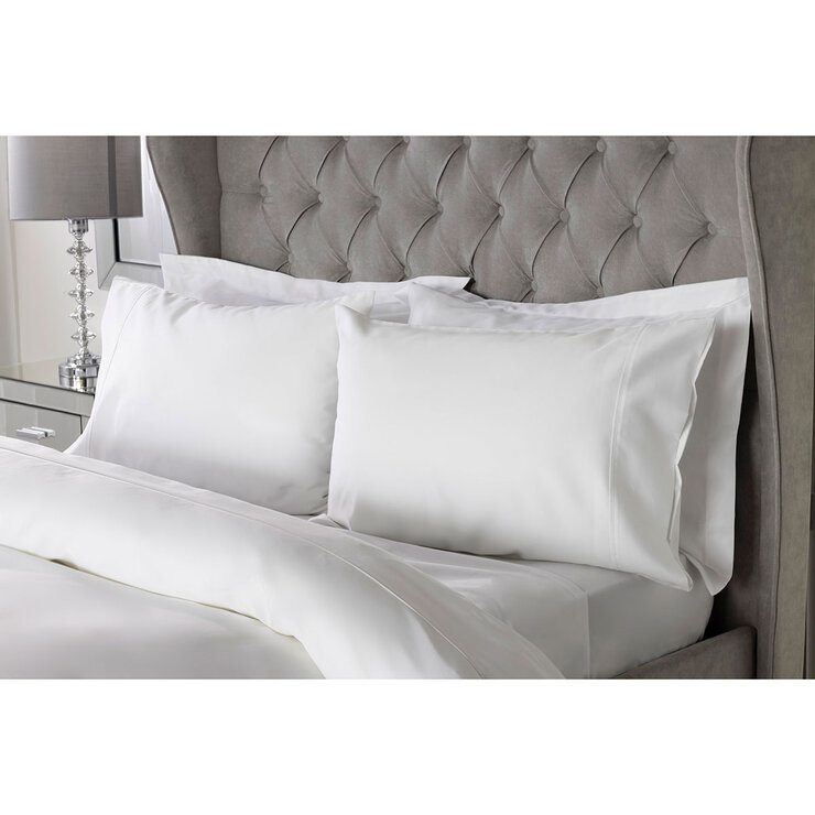 belledorm white bamboo housewife pillowcases on bed belledorm white bamboo housewife pillowcases on bed