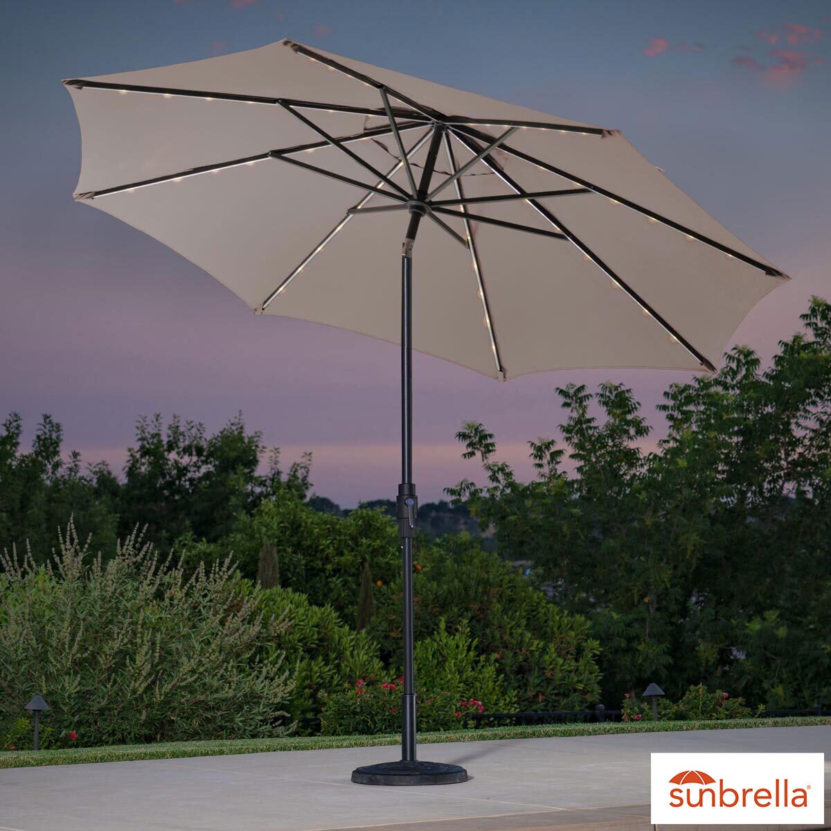 SunVilla 10ft Aluminium Auto-Tilt 56 LED Umbrella in Pebble | Cost&hellip;
