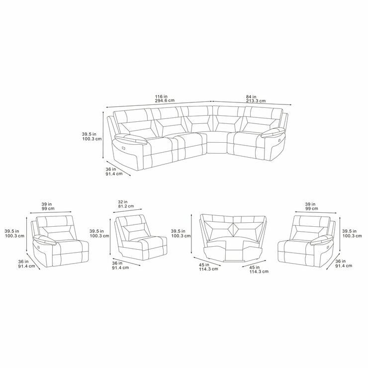 Lucca Grey Fabric Power Reclining Corner Sofa