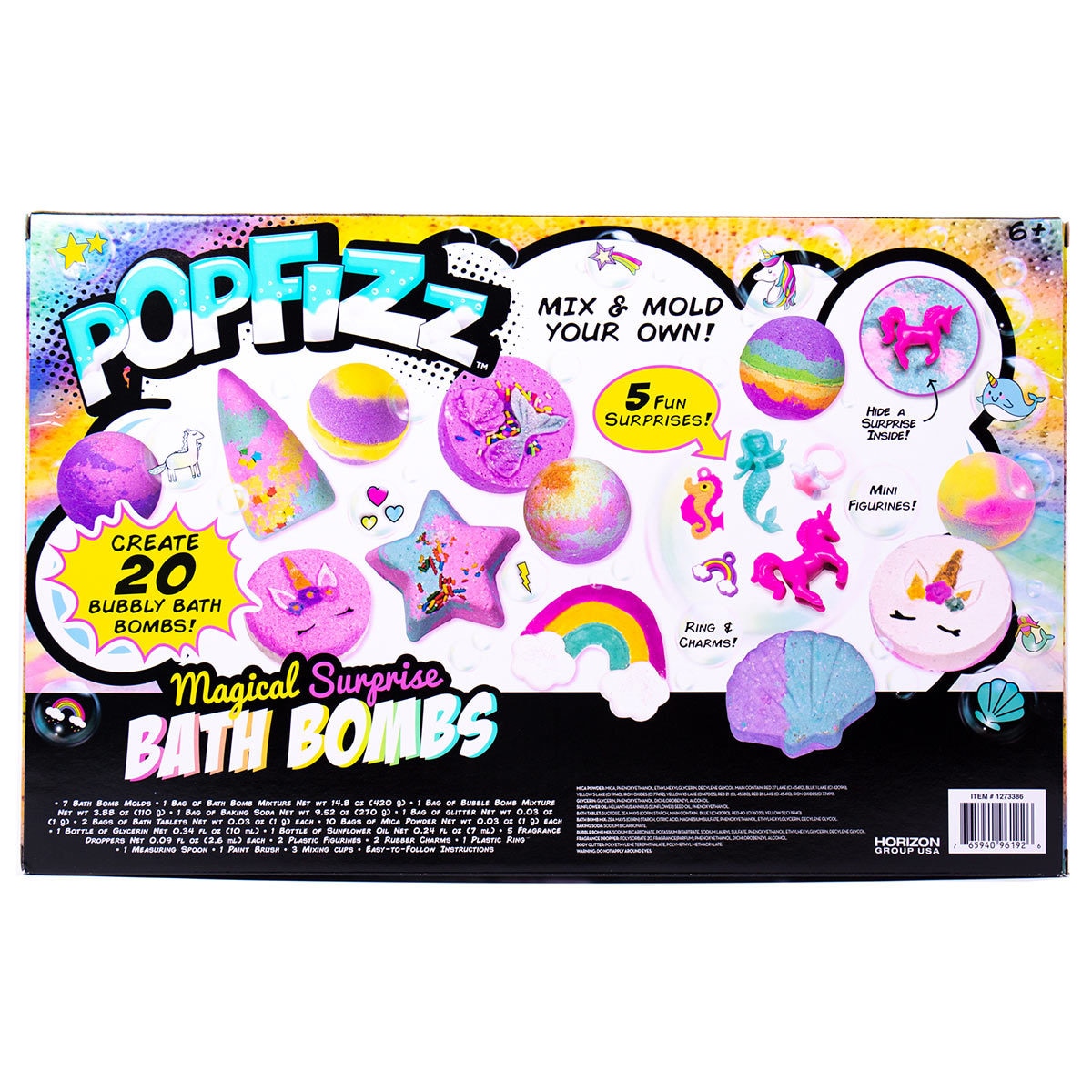 Pop Fizz Magical Surprise Bath bomb set boxed image from back